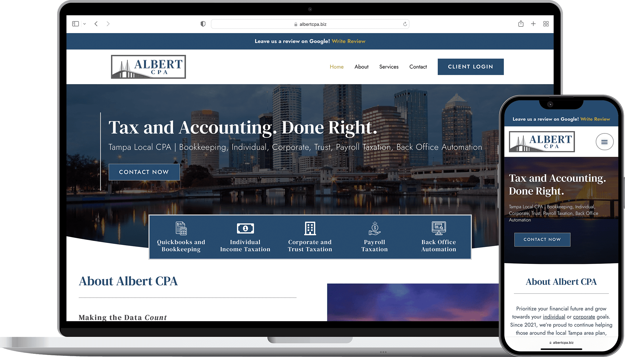 Albert CPA website mockup