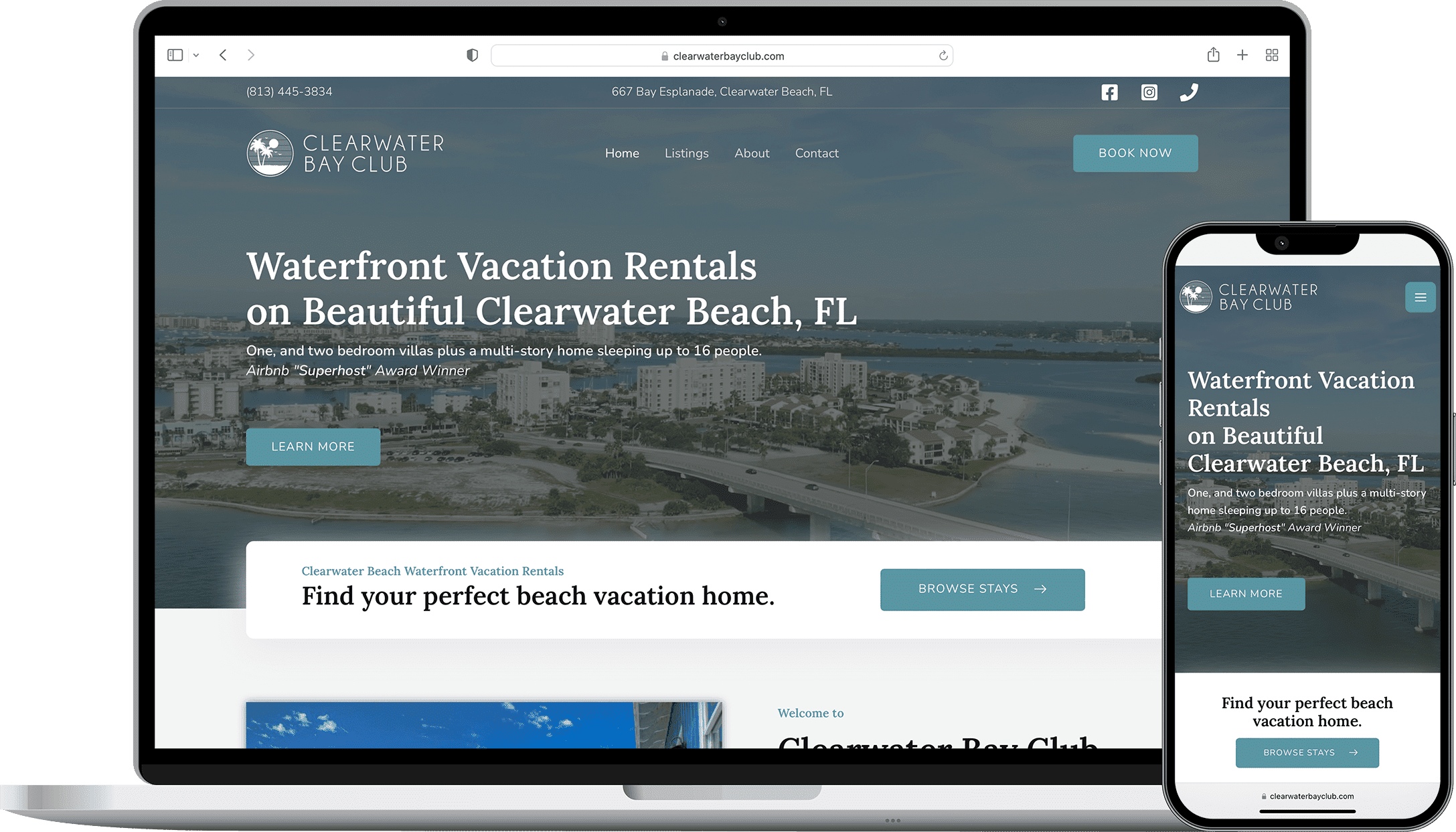 Clearwater Bay Club website mockup