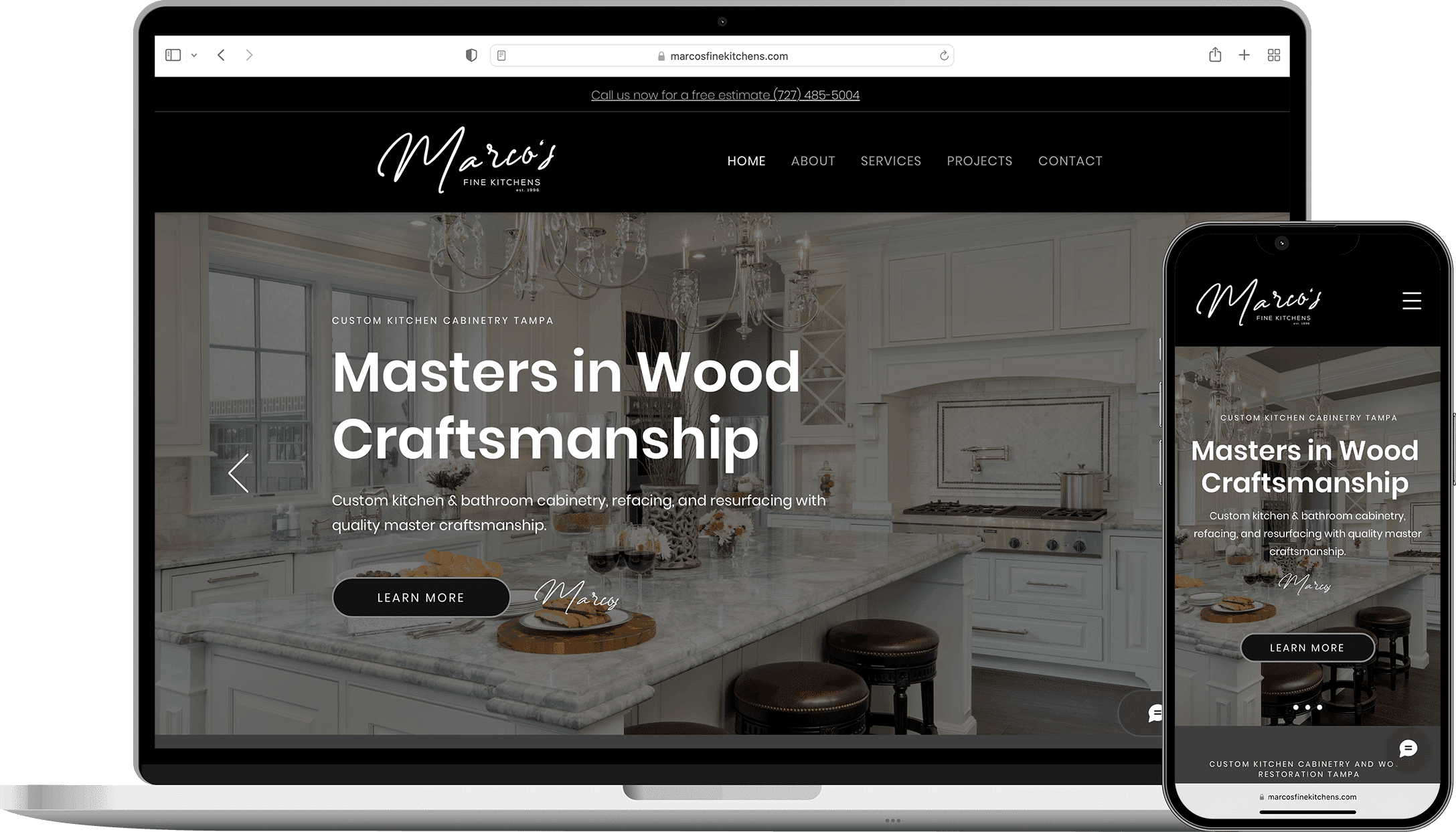 Marco’s Fine Kitchens website mockup