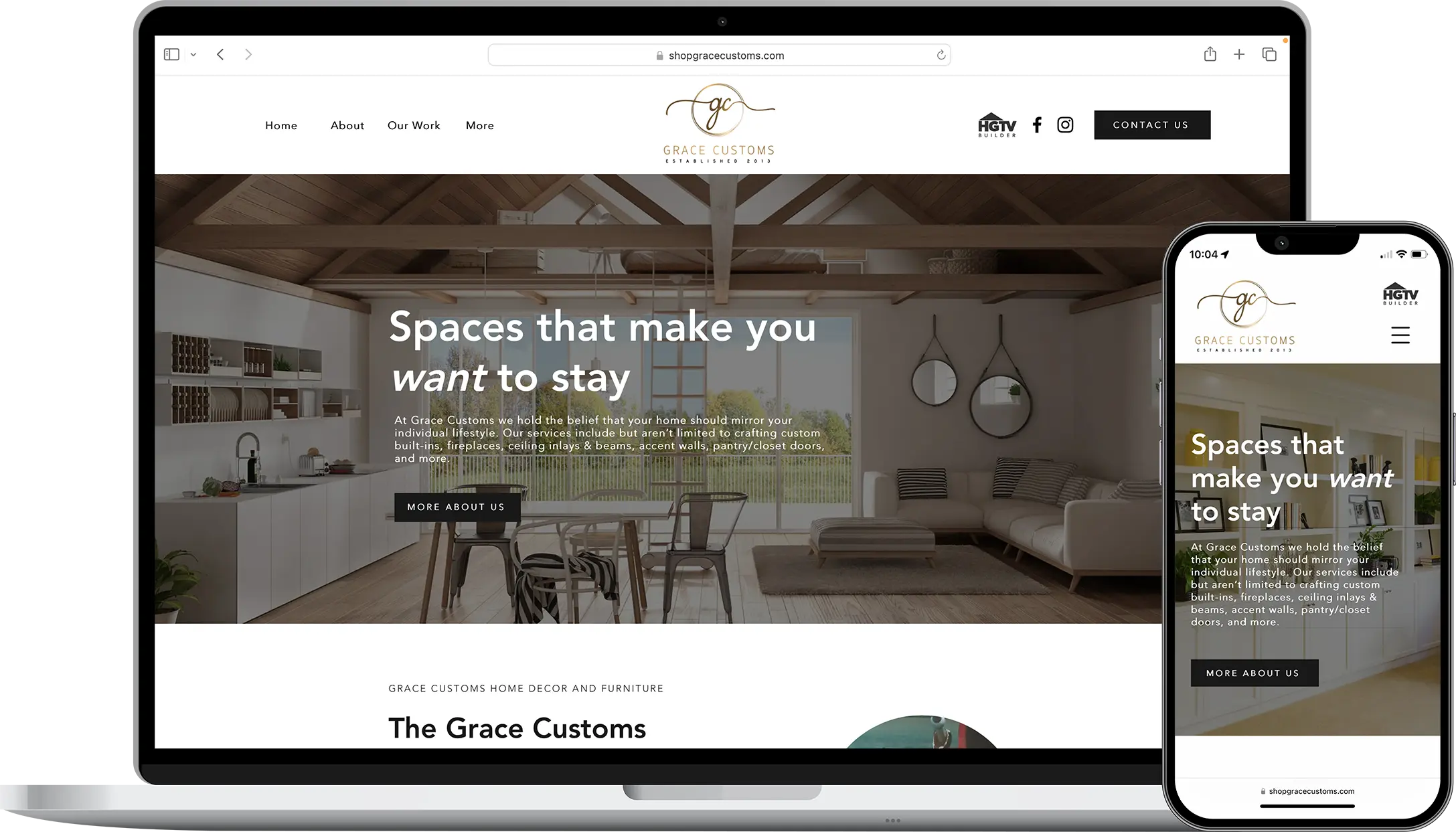 Grace Customs website mockup