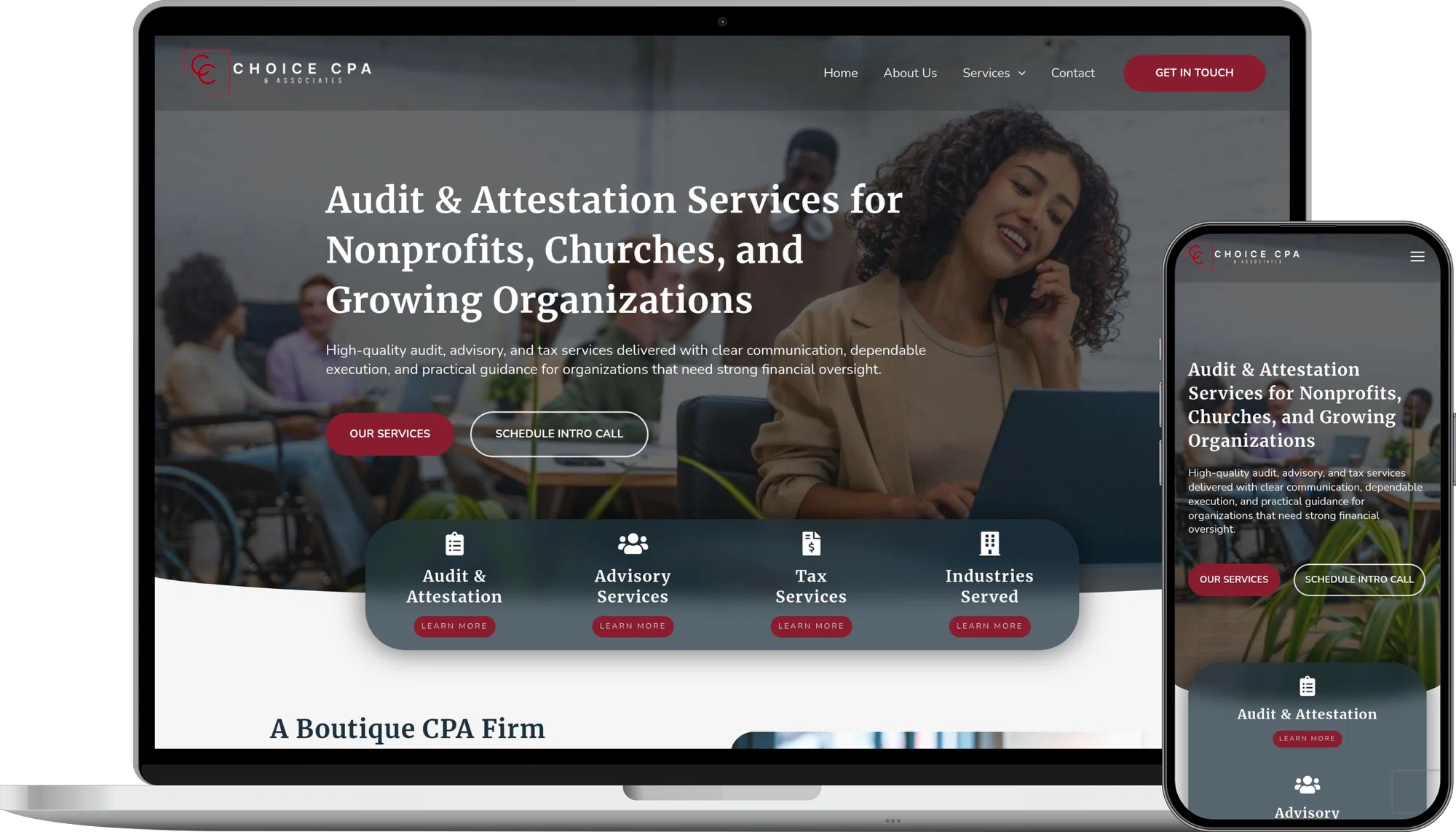 Choice CPA website mockup