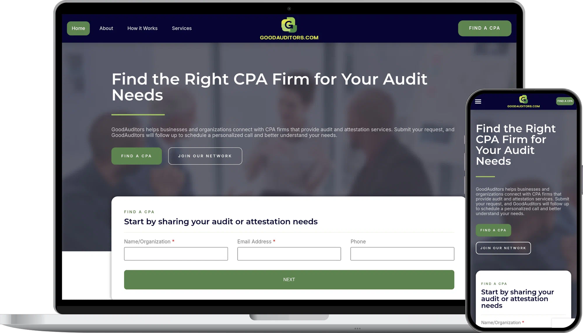 GoodAuditors website mockup