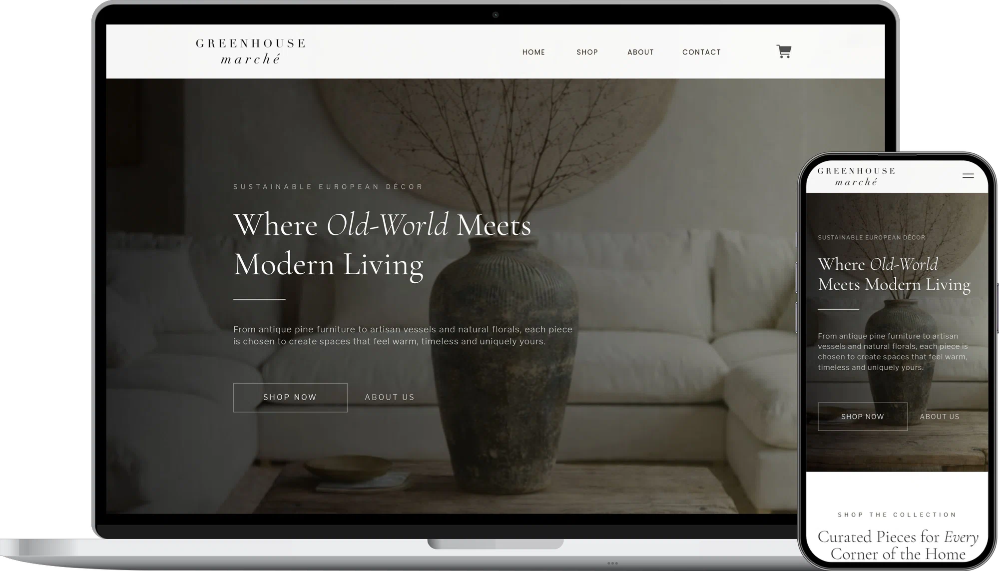 Greenhouse Marché website mockup