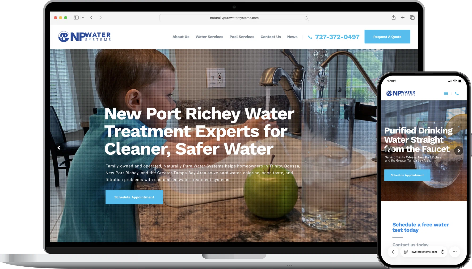 Naturally Pure Water Systems website mockup