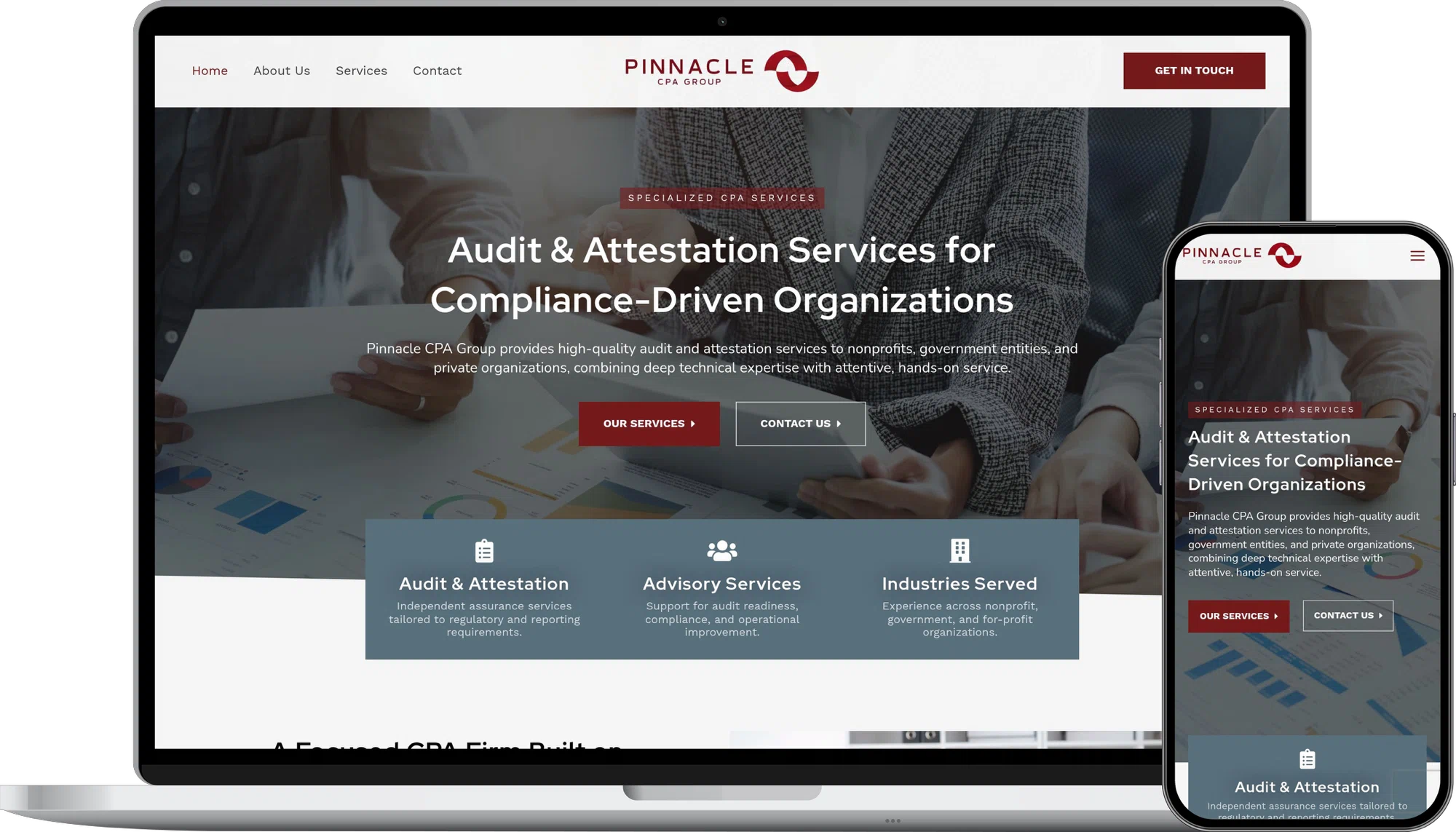 Pinnacle CPA Group website mockup