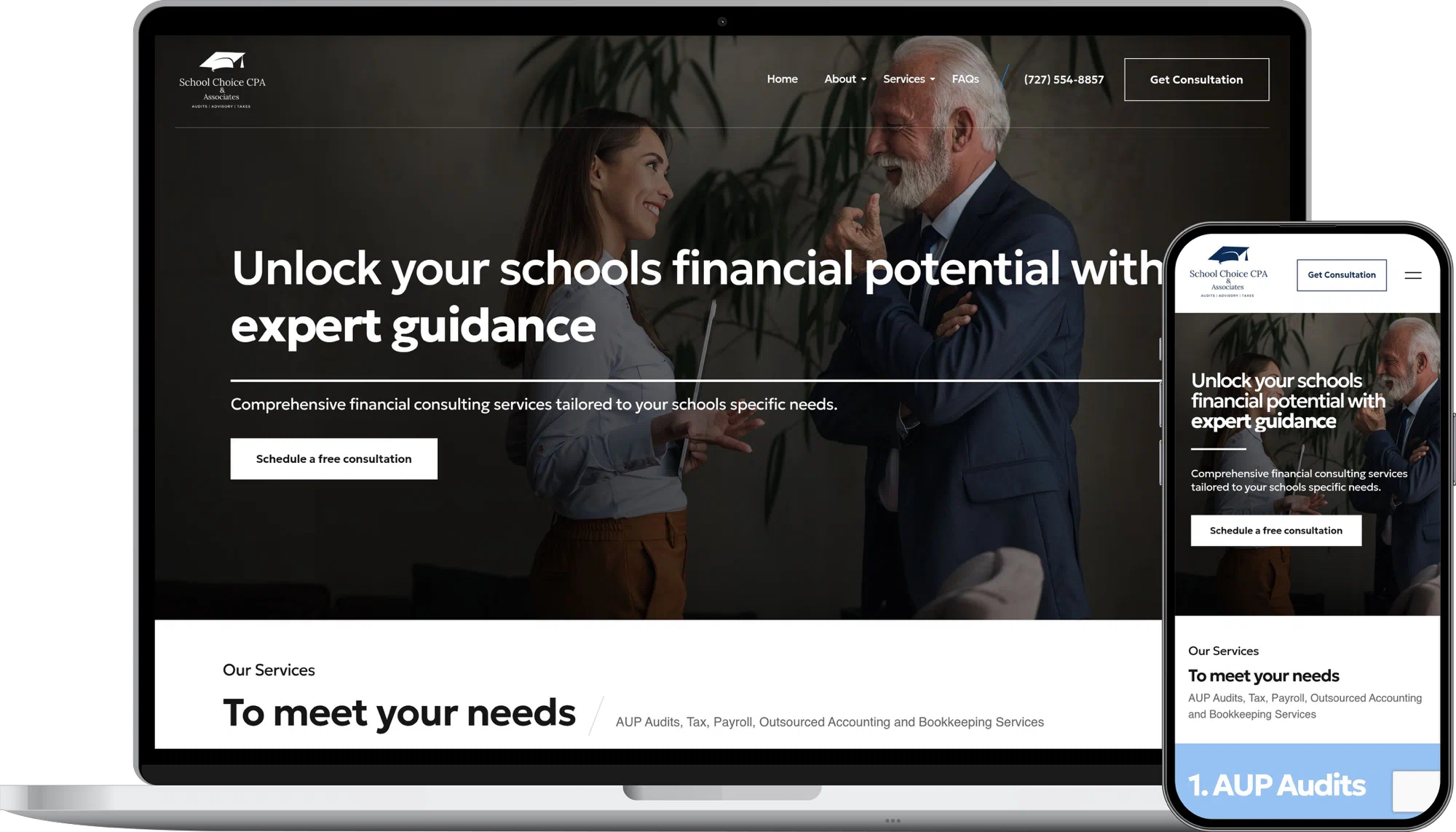 School Choice CPA & Associates website mockup