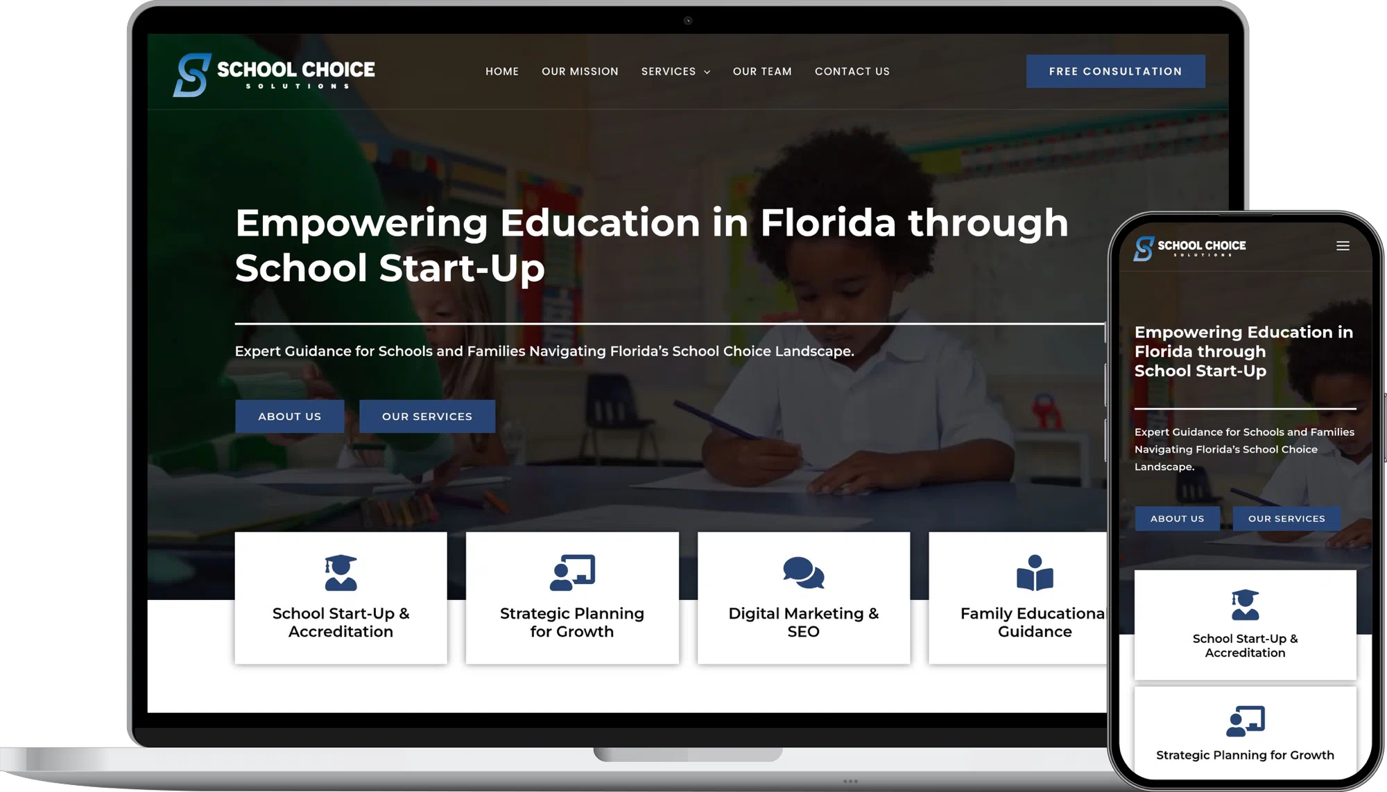 School Choice Solutions website mockup
