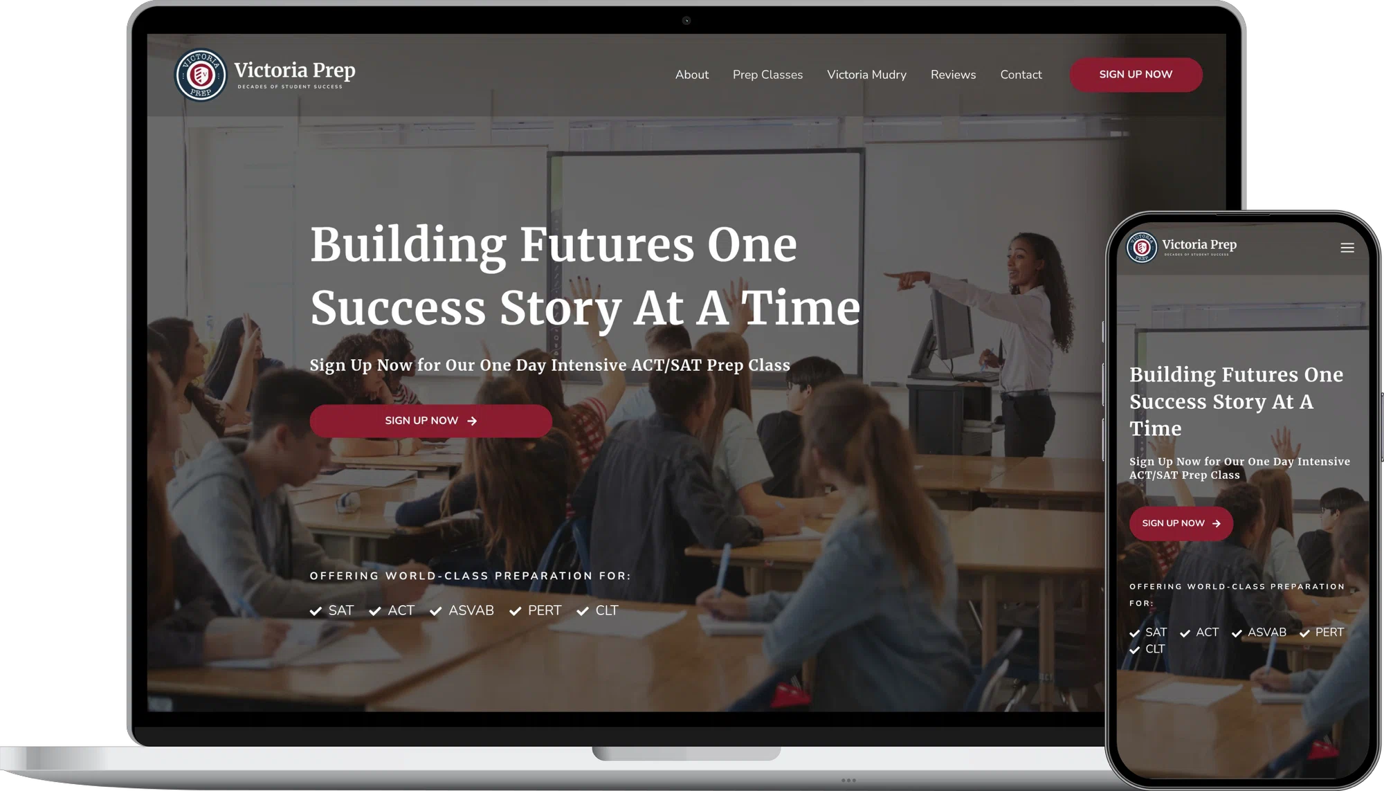 Victoria Preparatory website mockup