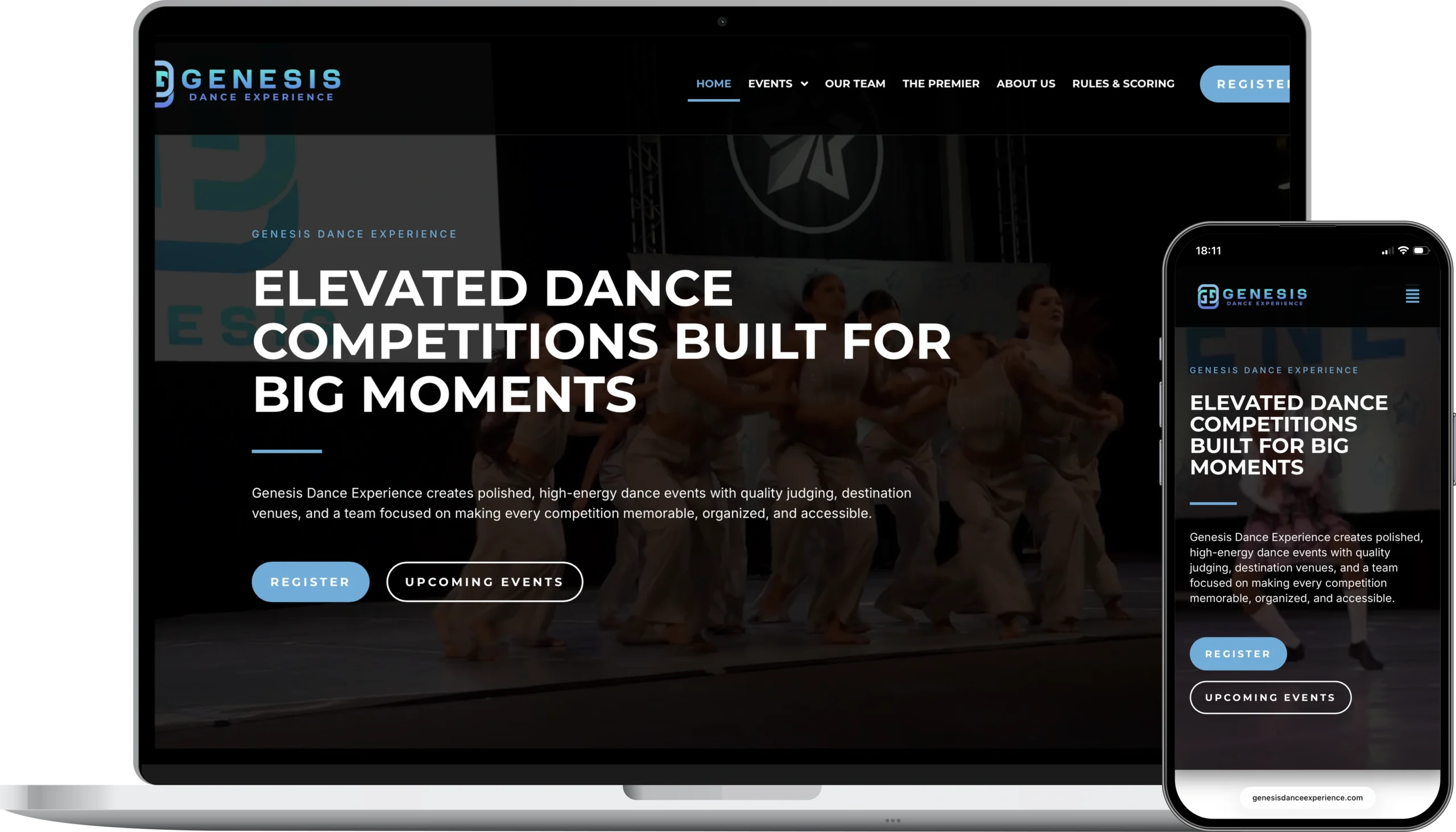 Genesis Dance Experience website mockup